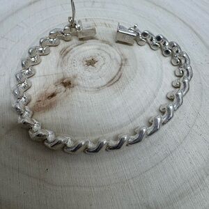 Elegant Italian Silver Diagonal Link Bracelet
